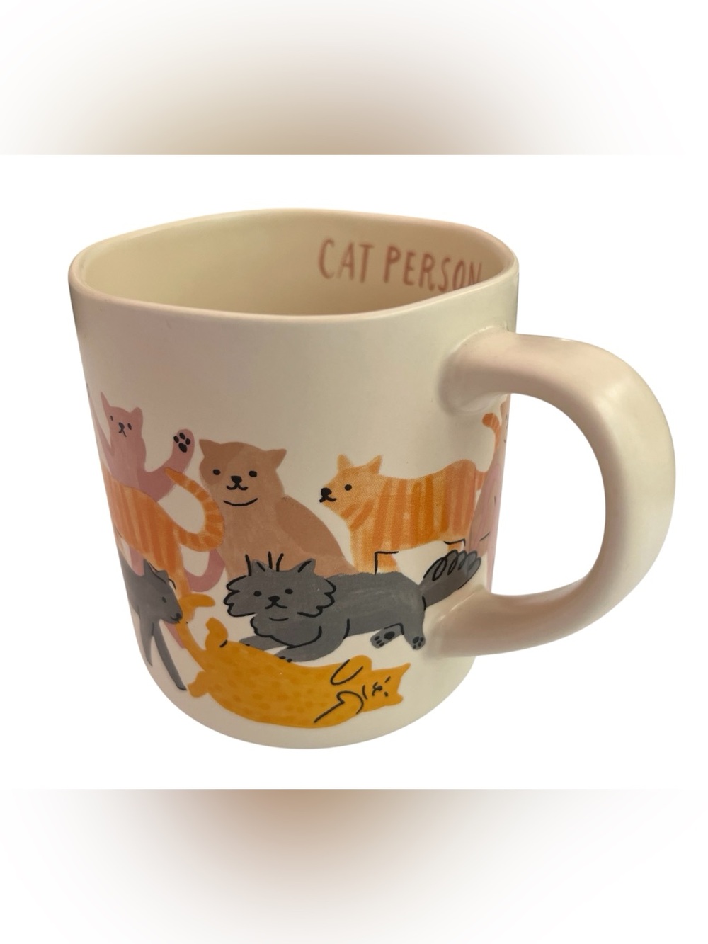 Opalhouse 16 Oz. Ivory Stoneware Coffee Cup Mug Collectible Cat Person Feline - Picture 7 of 11